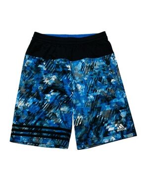 adidas Blue and Black Geometric Print Boys' 13-14‎ Y Athletic Shorts